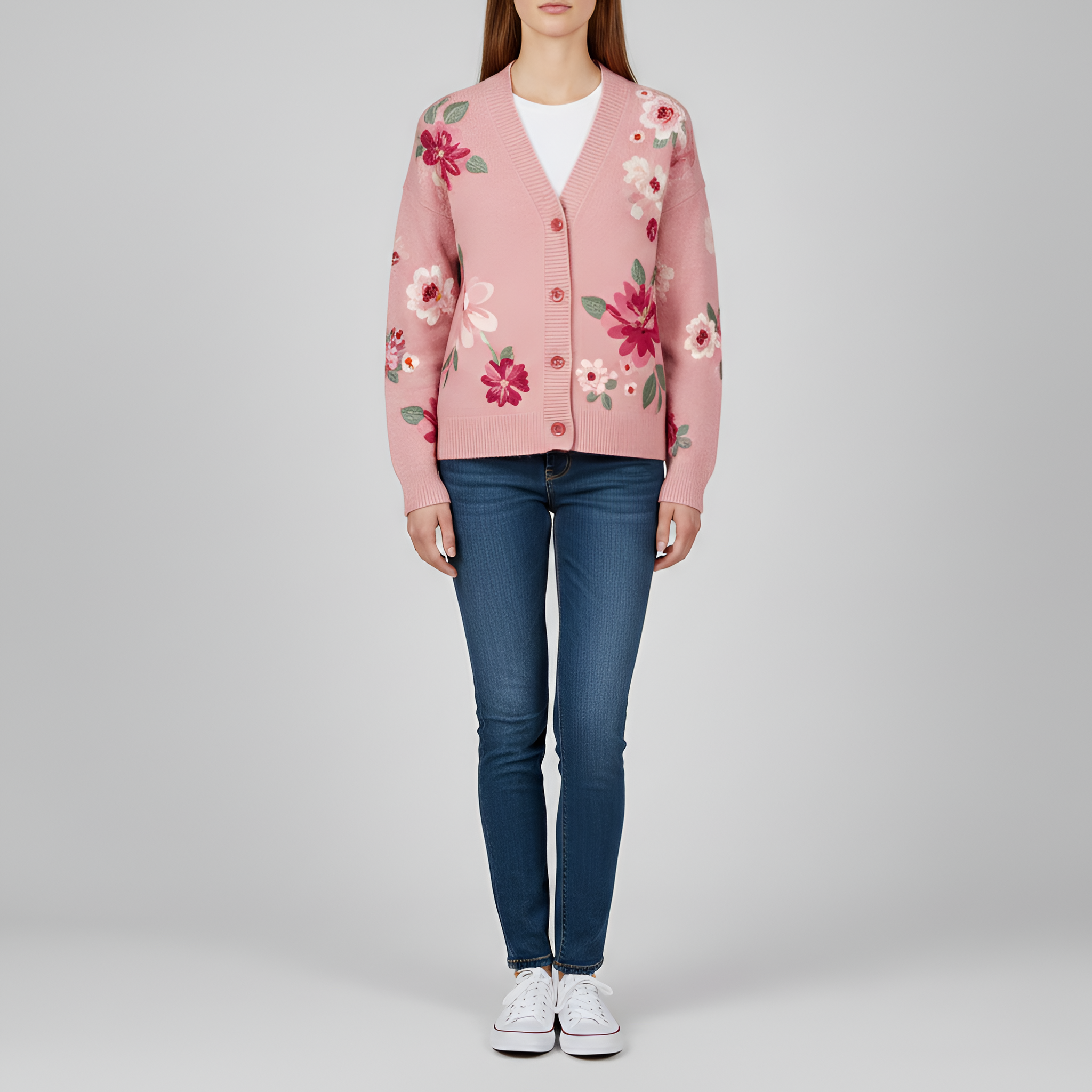 Willow - Pink Flower Cardigan