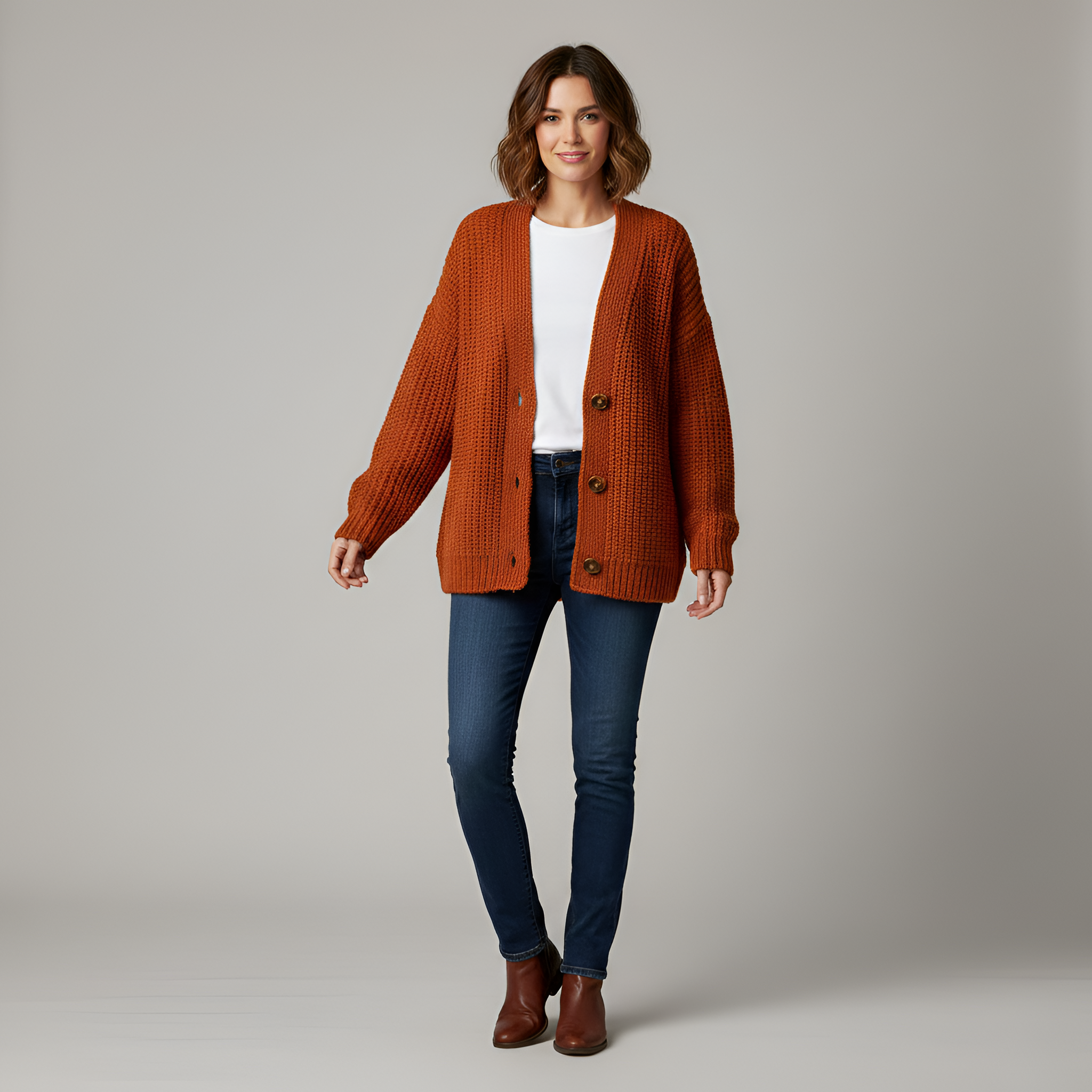 Clara - Orange Cardigan