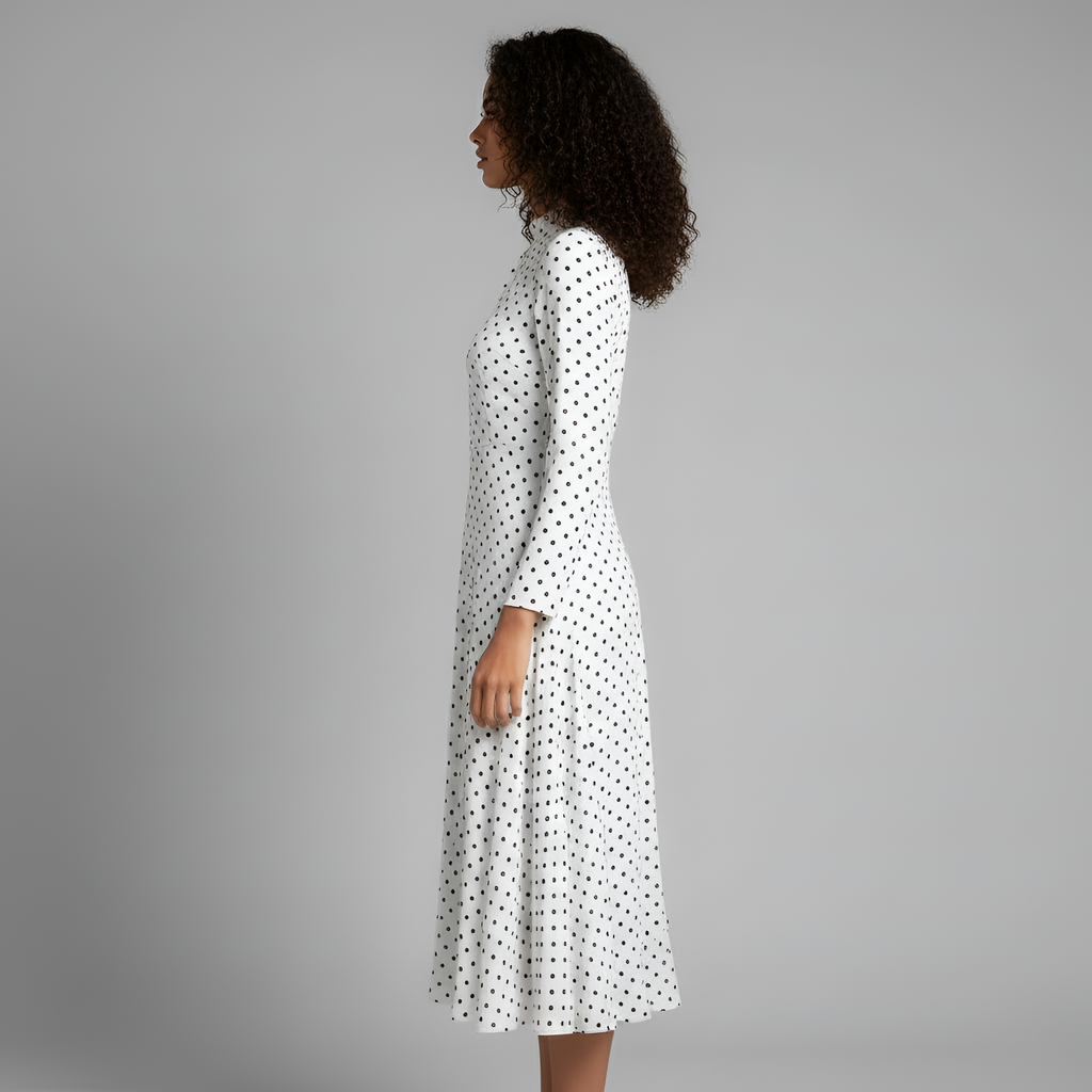 Alice - White Dress with black stips