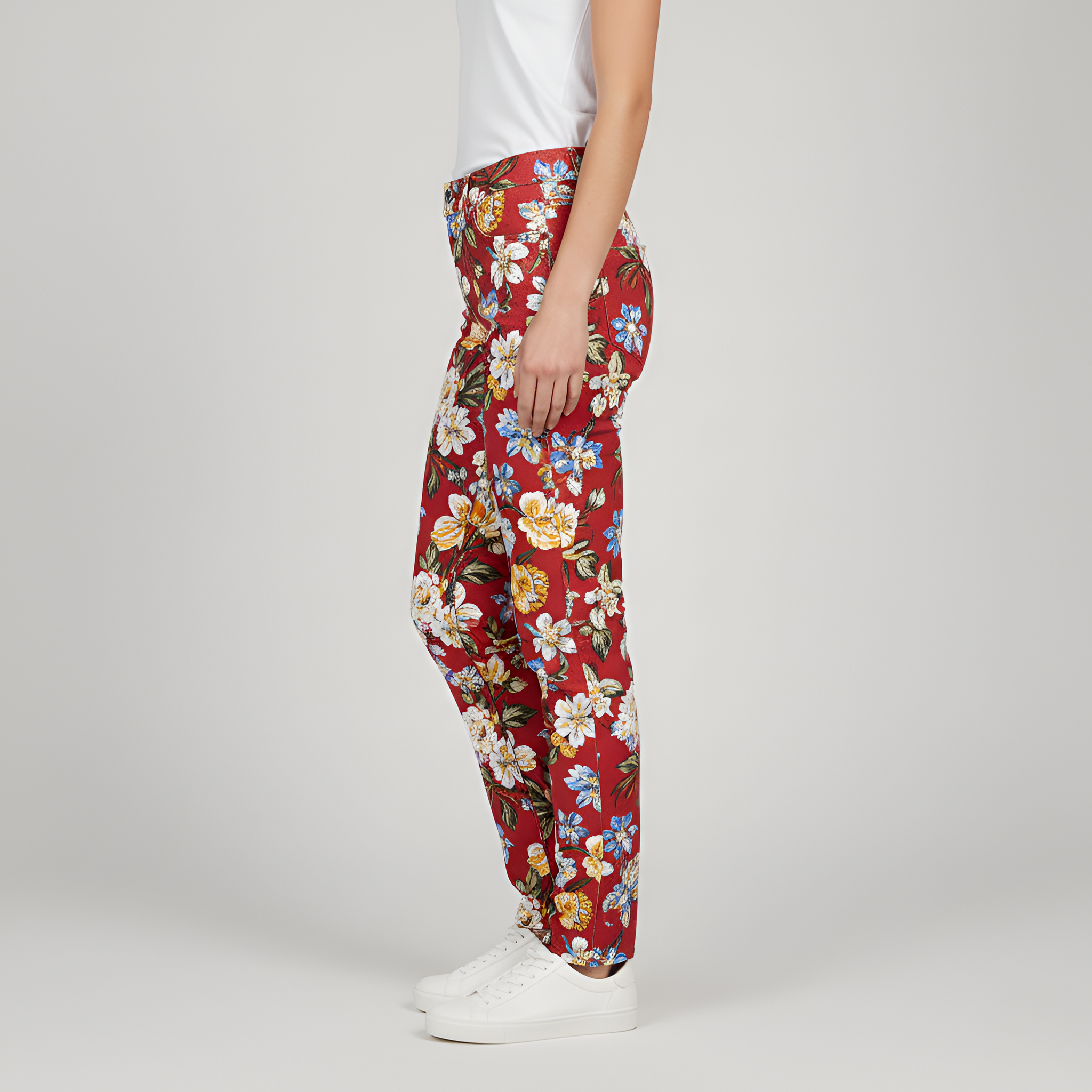 Olivia - Red Flower Jeans