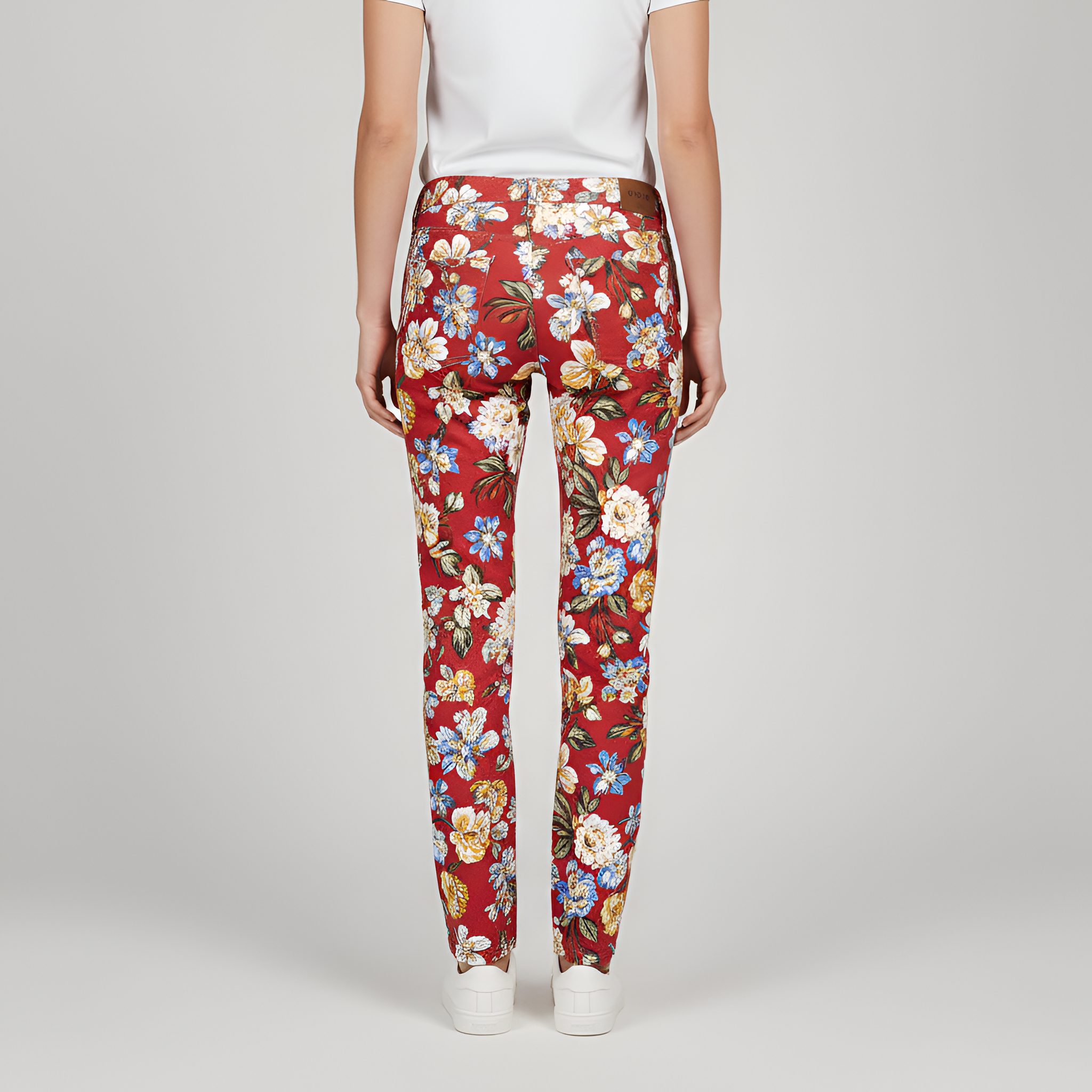 Olivia - Red Flower Jeans