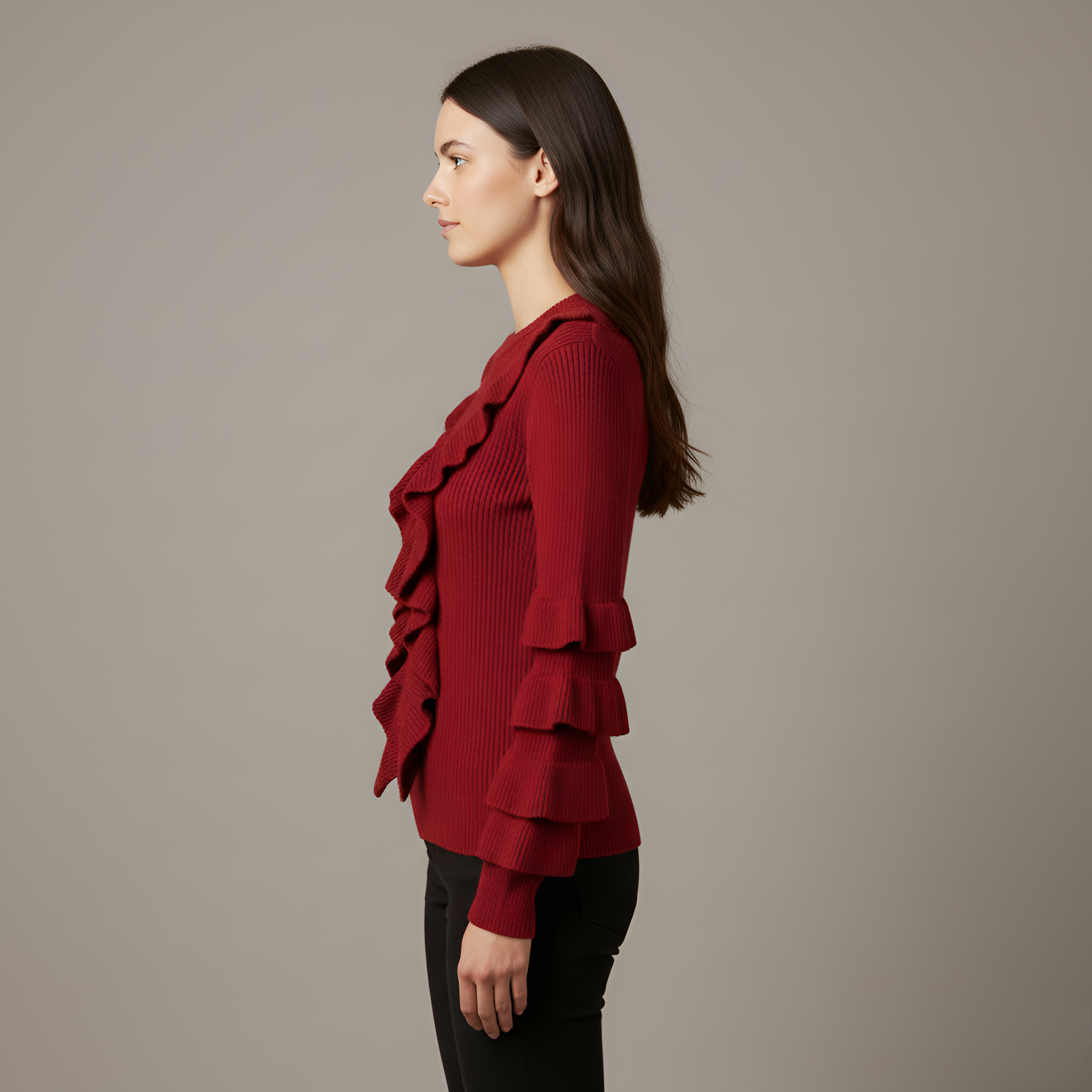 Mia - Red Ruffle Sweater