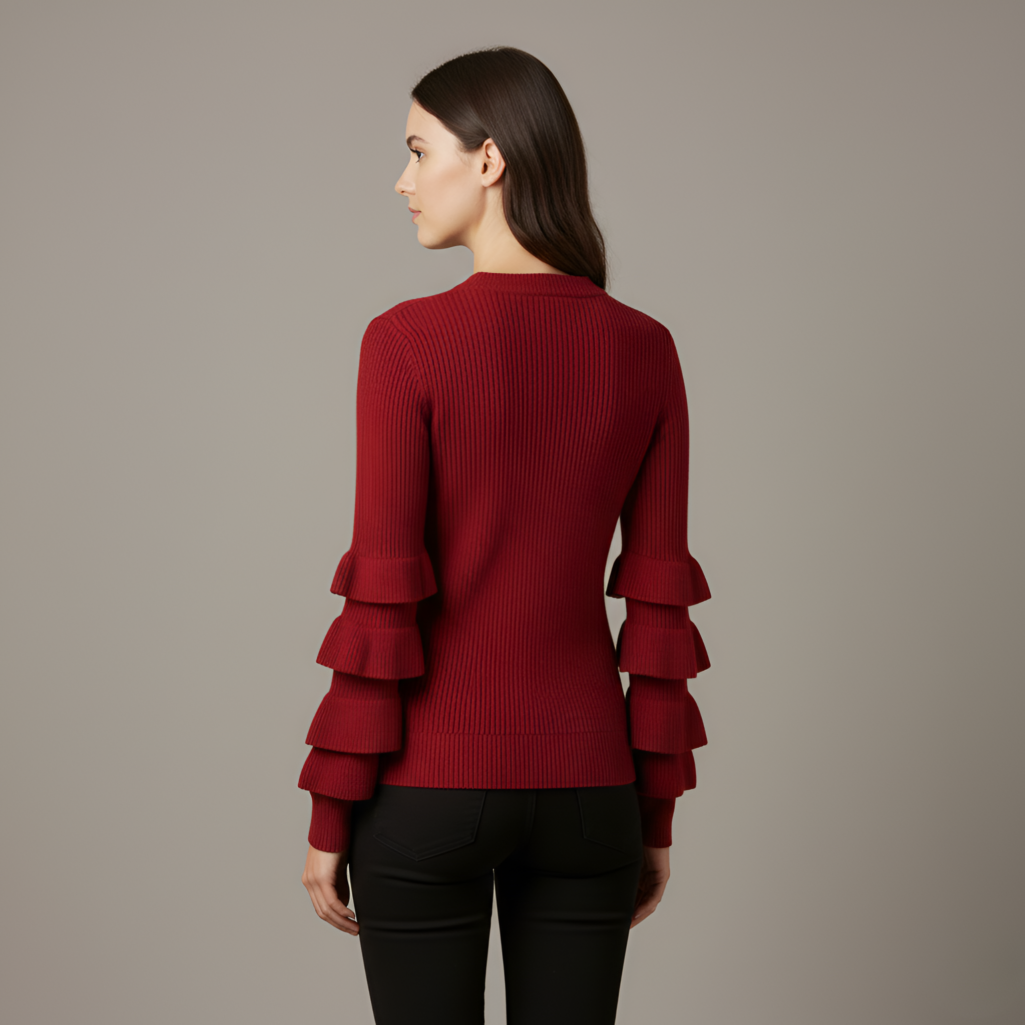 Mia - Red Ruffle Sweater