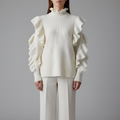 Ella - White Ruffle Sweater