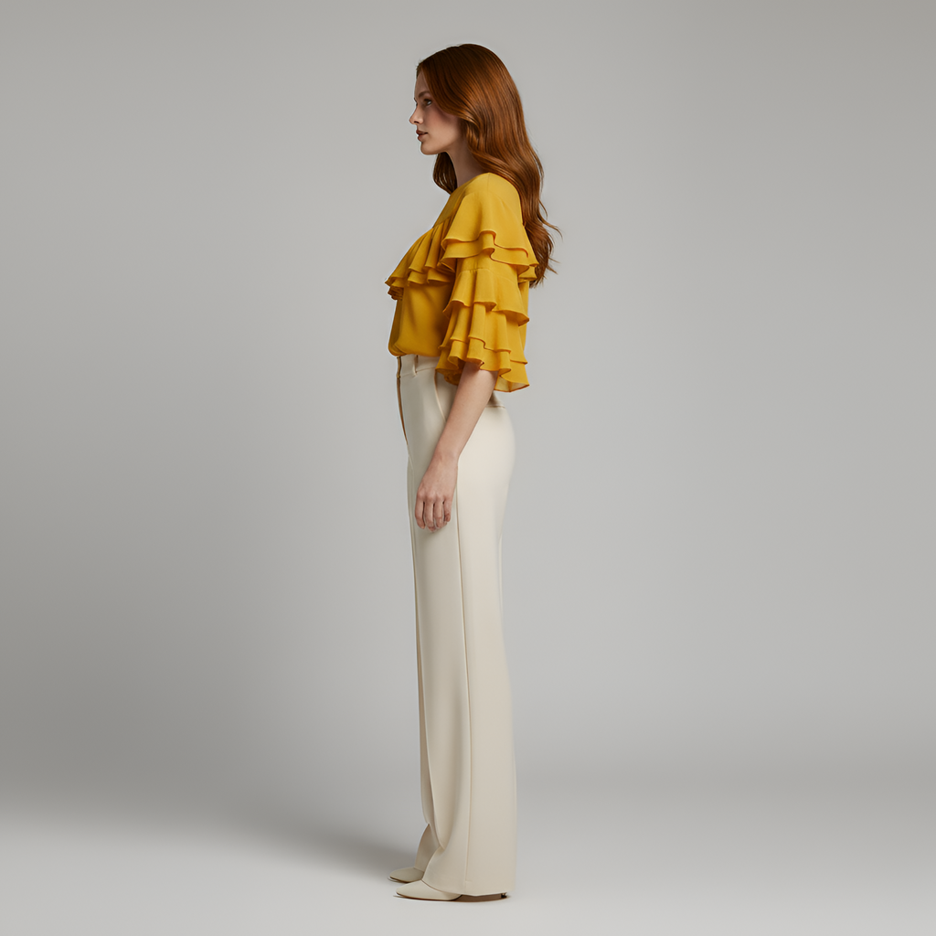 Vera - Yellow Ruffle T-shirt