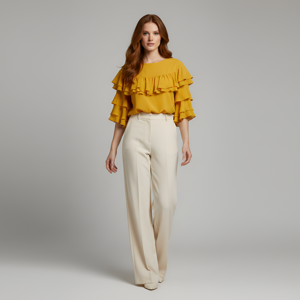 Vera - Yellow Ruffle T-shirt