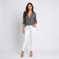 Women’s Button Down Shirt – Long Sleeve Collared Blouse for Casual Wear